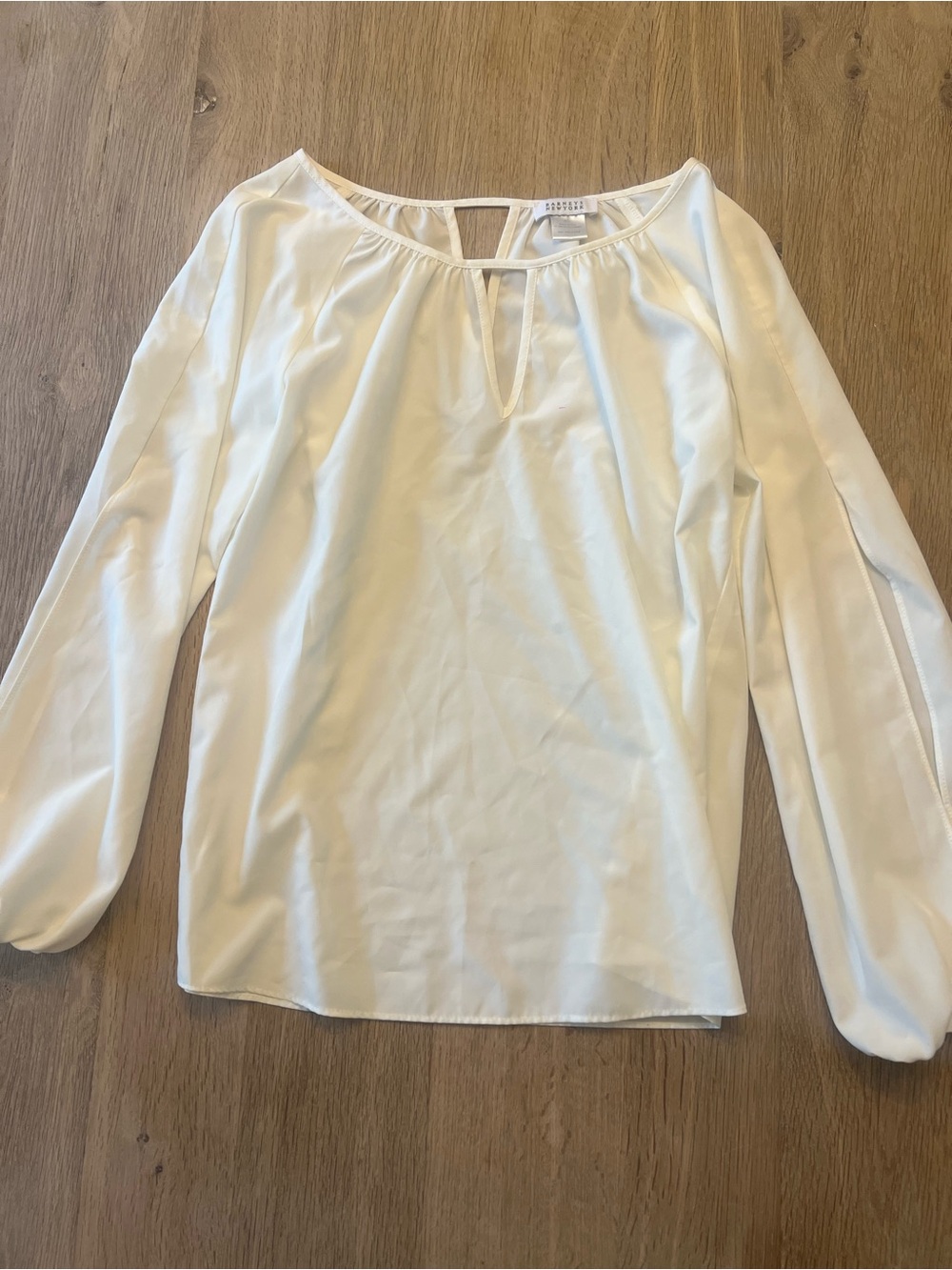 Barneys New York Ivory Keyhole Blouse Split Sleeve Balloon Sleeve Top XS